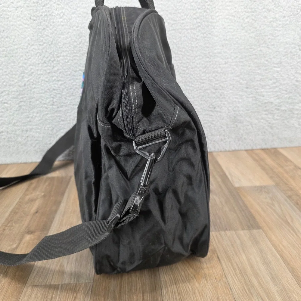 LL Bean Vintage Black Nylon‎ Shoulder Bag Messenger Mountain Logo Ripstop